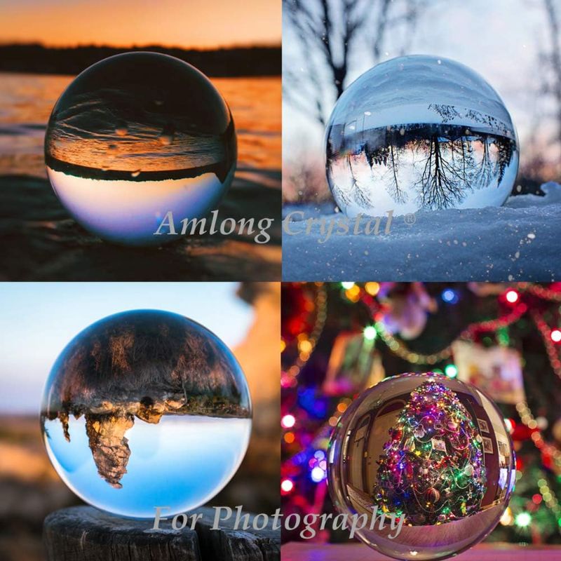 Photo 2 of Amlong Crystal Clear Crystal Ball 110mm (4.2 inch) with Dolphin Stand and Gift Package for Decorative Ball, Lensball Photography, Gazing Divination or Feng Shui, and Fortune Telling Ball