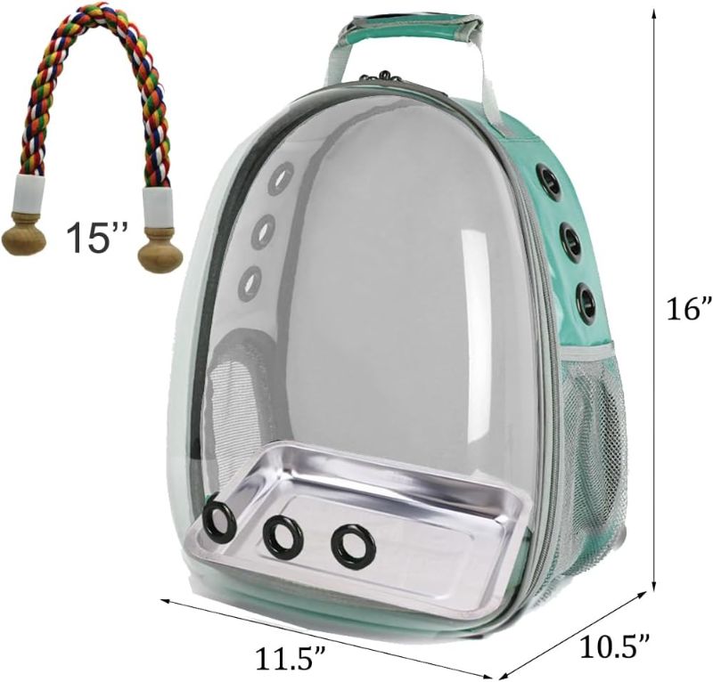 Photo 3 of Bird Carrier Cage, Bird Travel Backpack with Stainless Steel Tray and Standing Perch