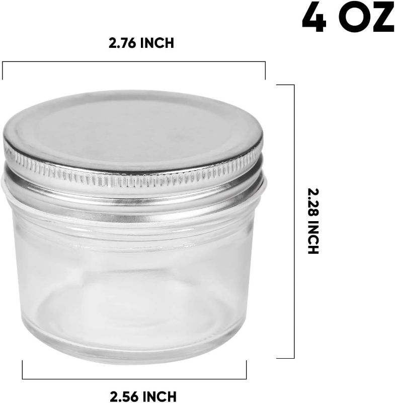 Photo 2 of Accguan 4oz Glass Jars With Lids(Silver),Mason Jars,Ideal For Honey,Jam,Wedding Favor,DIY Magnetic Mini Spice Jars For Kitchen,Set of 40