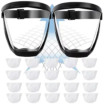 Photo 1 of funluck 2pcs Super Protective Face Shield,Face Shield Mask for Work,Full Face Shield for Weed Whacking,High-Definition Plastic Face Shield Mask
