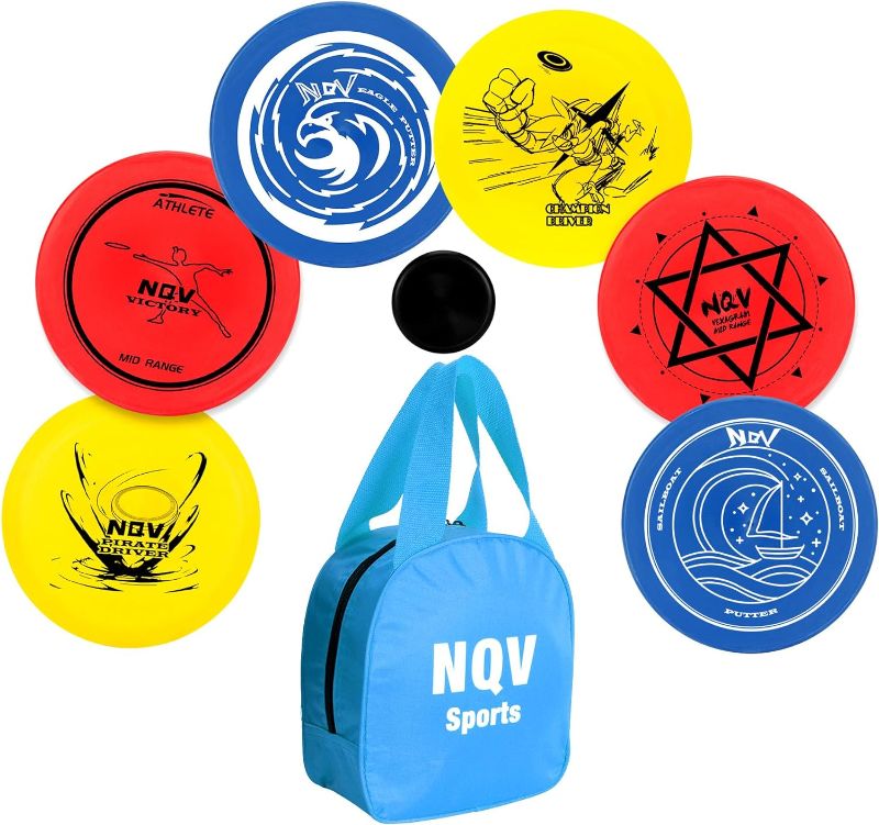Photo 1 of NQV Disc Golf Set with Bag,Disc Golf Beginner Set,6 PCS Flying Discs with Putters Drivers Mid Ranges+1 Disc Golf Bag for Beginners