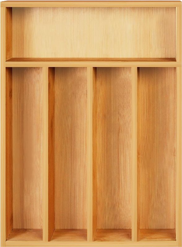 Photo 1 of Utopia Kitchen Bamboo Silverware Organizer for Drawer Kitchen Utensil Organizer, Kitchen Drawer Organizer for Large Utensils, Cutlery Drawer Organizer, Silverware Holder, Flatware Organizer Tray