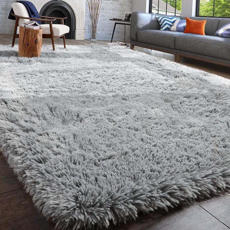 Photo 1 of PAGISOFE Super Soft Shaggy Rugs Carpets,  Plush Area Rugs for Living Room Bedroom, Furry Rugs for Nursery Playroom, Cute Room Decor for Baby, Shag Carpet for Dorm Decor, Light Grey