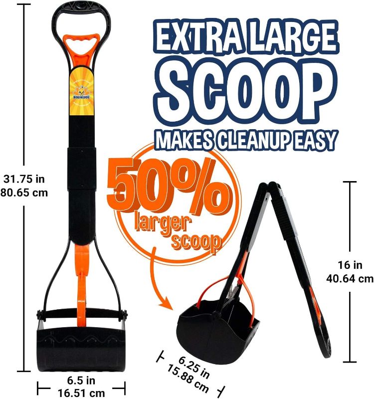 Photo 2 of Bodhi Dog Extra Large Foldable Pooper Scooper | 32” Long Handle Portable Pooper Scooper | for Small and Large Dogs | Made with Premium Durable Materials - Orange