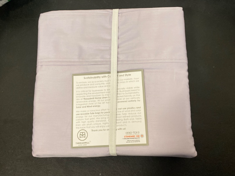 Photo 3 of Threadmill 100% Organic Cotton Sheets for Queen Size Bed | GOTS Certified - Percale Sheets Queen - Soft Cooling Sheets - Deep Pockets | 4 Piece Bed Sheets Queen Sheet Set | White Sheets, Lilac