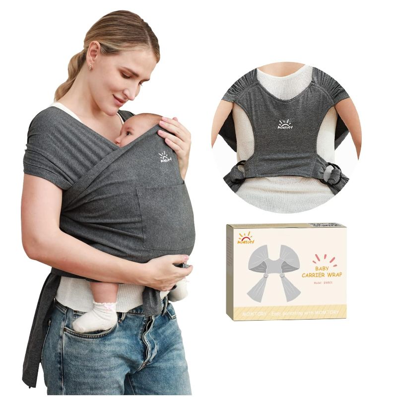 Photo 1 of Baby Wraps Carrier, Newborn to Toddler, Adjustable Breathable and Hands Free Baby Carriers Sling (Grey)