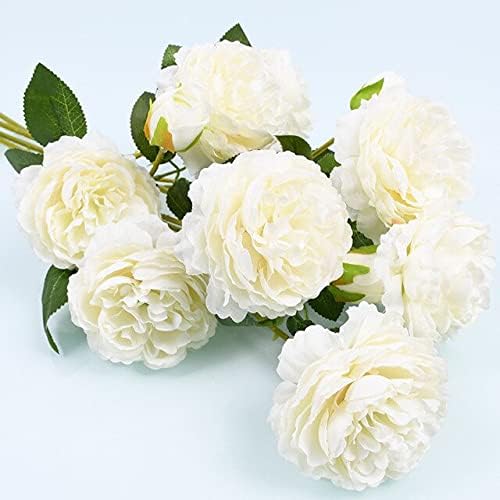 Photo 1 of Artificial and Dried Flower 5pcs Artificial Flower 65CM 3Head Single Peony for Home Wedding Party Decoration Wreath DIY Flower Wall Accessories Silk Flowers - ( Color: White )
