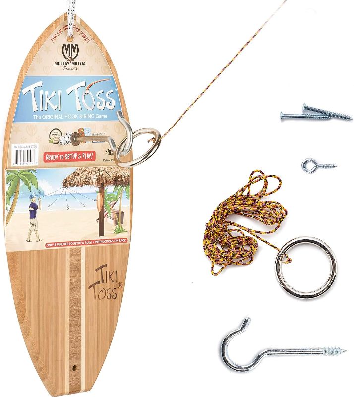 Photo 1 of Tiki Toss Ring Toss Game for Adults & Kids - Hook and Ring Games with String and Hooks for Indoor Use, Man Cave Decor & Stuff, Gifts for Men