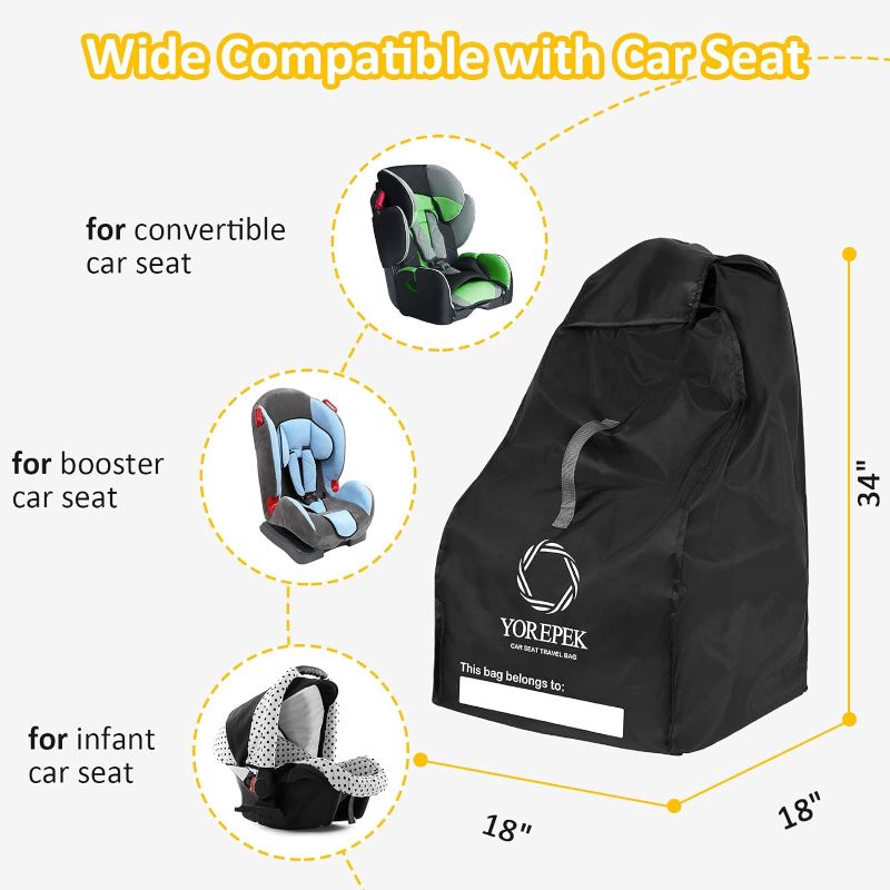 Photo 2 of Car Seat Travel Bag Backpack, Universal Car Seat Bags for Air Travel Fits Convertible,Booster,Infant Carseat, Durable Carseat Travel Cover, Gate Check Bag for Car Seats, Baby Travel Essential