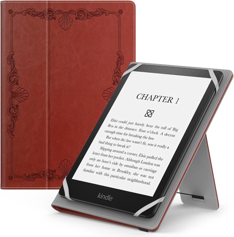 Photo 1 of MoKo Universal Case for 6",6.8",7" Kindle eReaders Fire Tablet- Kindle/Kobo/Voyaga/Lenovo/Sony Kindle E-Book, Lightweight PU Leather Folio Shell Cover Case, with Hand Strap/Kickstand, Vintage Style 