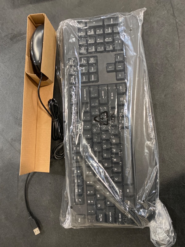 Photo 2 of  Wired Computer Keyboard (QWERTY) and Mouse Bundle Pack, black