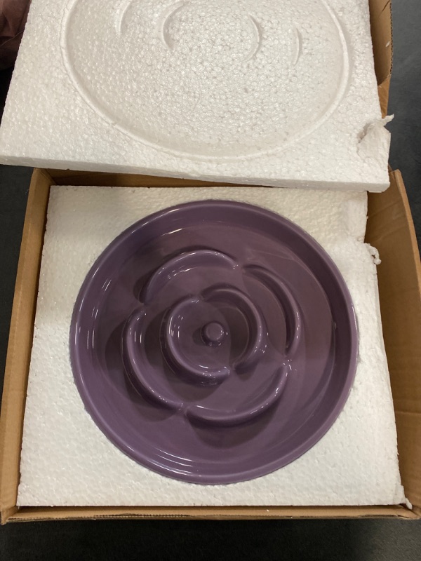 Photo 2 of Purple Dog Bowl Slow Feeder Ceramic for Medium and Large Breed,Slow Feeding Dog Food Water Dish Heavy Wighted ,Puppy Bowl for Fast Eaters,Puzzle Slow Eating Bowl Modern Maze