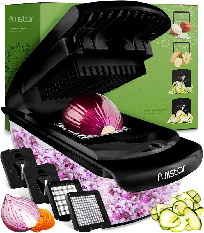 Photo 1 of Fullstar Vegetable Chopper - Spiralizer Vegetable Slicer - Onion Chopper with Container - Pro Food Chopper - Slicer Dicer Cutter - (4 in 1, Black)