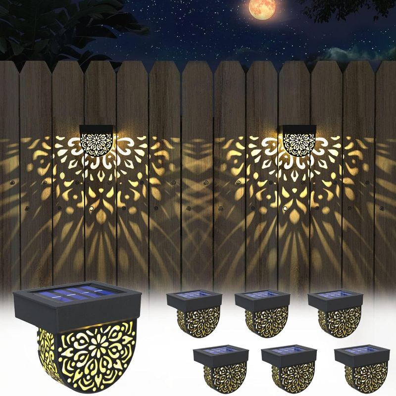 Photo 1 of EKQ Solar Fence Lights 6 Pack Deck Lights Outdoor Waterproof LED Solar Powered Step Wall Lights Outdoor Decorations for Front Door(Black)