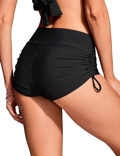 Photo 2 of CRZ YOGA Womens Swim Shorts - High Waisted Bathing Suit Bottoms Adjustable Ruched Side Board Shorts Swimsuit Boy Shorts S