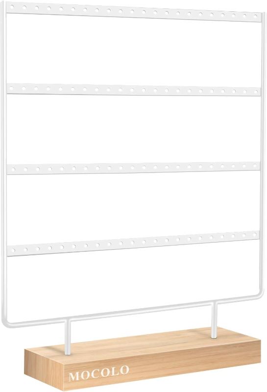 Photo 1 of Mocolo Earring Holder Stand, Earring Organizer Display Holder Stand for Hanging Earrings(88 Holes & 4 Layers) (White)