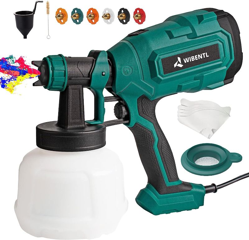 Photo 1 of WIBENTL Paint Sprayer, 700W HVLP Electric Paint Gun, with 6 Copper Nozzles & 3 Patterns for Home Interior and Exterior, Furniture, Fence, Walls, DIY Works, Ceiling WSG10A