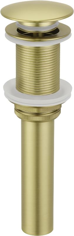 Photo 1 of KES Sink Drain Without Overflow Bathroom Pop Up Drain Assembly Stopper Vessel Sink Brushed Gold All Metal Rustproof Brass and 304 Stainless Steel, S2008D-B