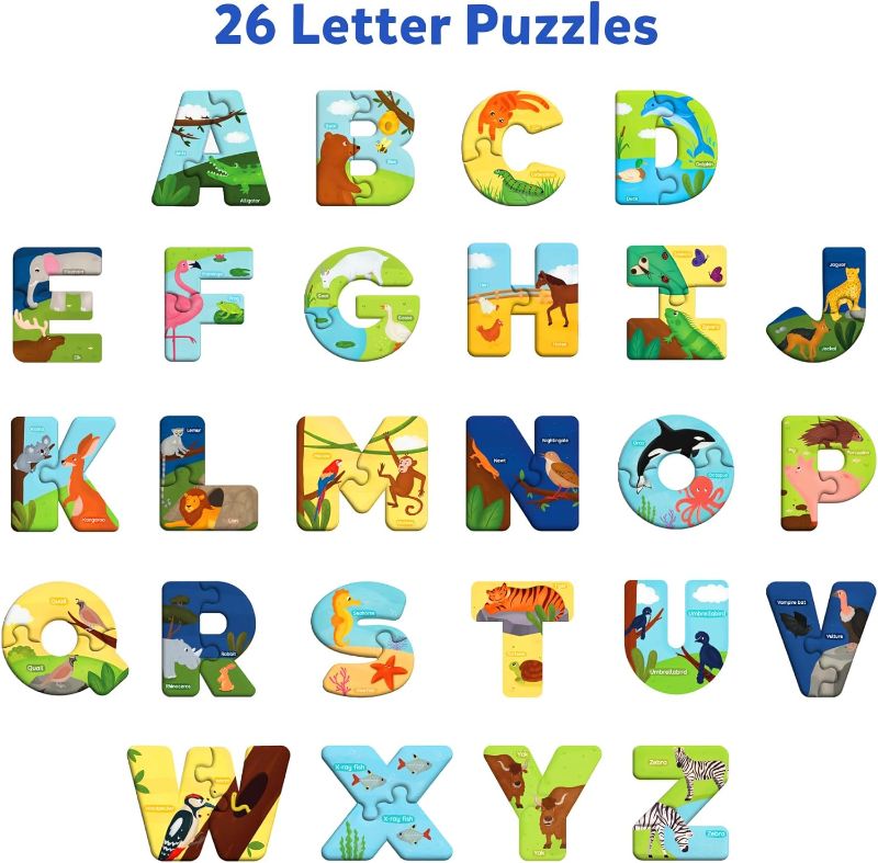 Photo 2 of Skillmatics Animal Alphabet Puzzle - 52 Piece Jigsaw Puzzle for Toddlers, Preschoolers, Educational Toy for Learning ABCs and Letters, Gifts for Boys & Girls Ages 3, 4, 5, 6