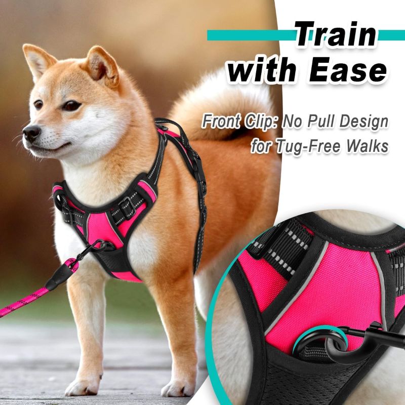 Photo 1 of No Pull Pet Harness Dog Harness Adjustable Outdoor Pet Vest 3M Reflective Oxford Material Vest for pink Dogs Easy Control for Small Medium Large Dogs