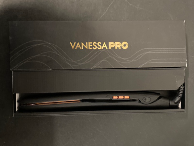 Photo 3 of VANESSA PRO Flat Iron Hair Straightener, 100% Pure Titanium Flat Iron with Swift Heat-up for Effortless Achieve Curls & Straighten Look, Dual Voltage Hair Styling Tools 1-Inch