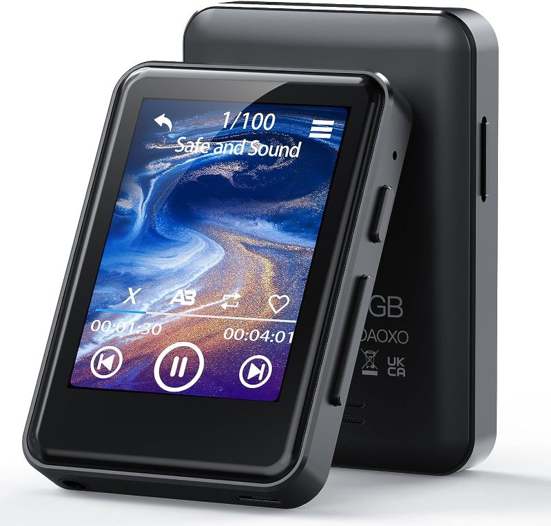 Photo 1 of ZOOAOXO 128GB MP3 Player Bluetooth 5.2 with 2.4" Full Touch Screen,Portable Music Player with Speaker, HiFi Sound Quality, E-Book, Alarm Clock, Radio, Voice Recorder, Headphones Included