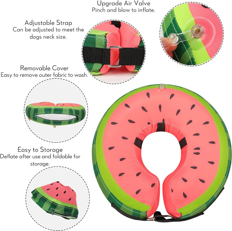 Photo 2 of Dog Cone Collar for Small Medium Large Dogs for After Surgery, Pet Inflatable Neck Donut Collar Soft Protective Recovery Cone for Dogs and Cats - Alternative E Collar Does not Block Vision - Red,S