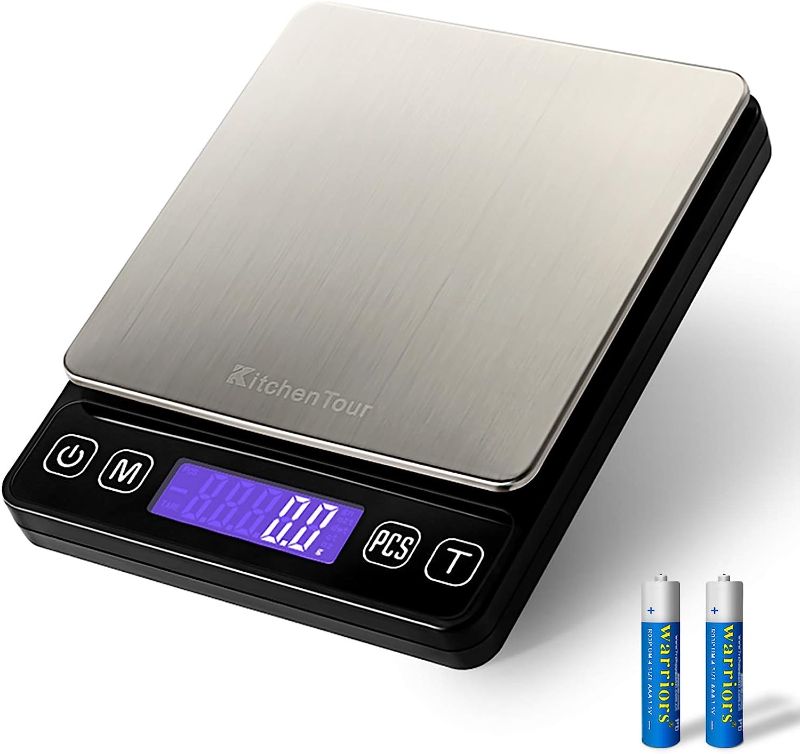 Photo 1 of KitchenTour Digital Kitchen Scale - 3000g/0.1g High Accuracy Precision Multifunction Food Meat Scale with Back-Lit LCD Display(Batteries Included)