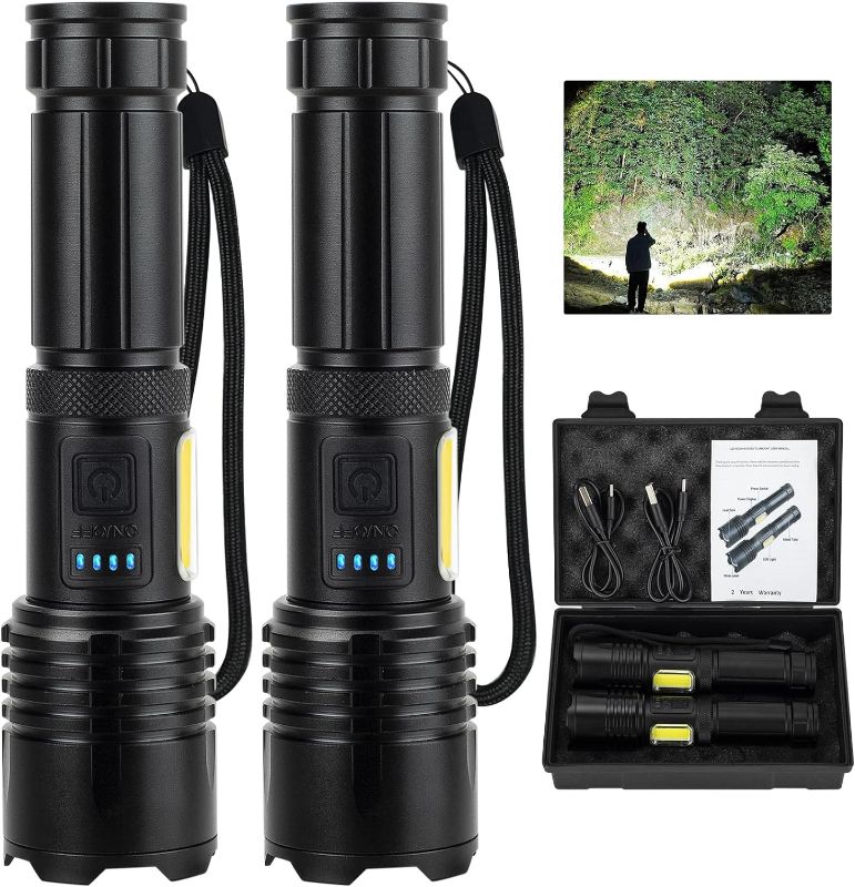 Photo 1 of LED Flashlights High Lumens,900,000 Lumens Super Bright Flashlight,High Powerful Flash Light 7 Modes with COB Work Light,IPX7 Waterproof for Outdoor Emergency Camping Hiking