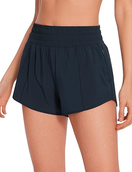 Photo 1 of CRZ YOGA High Waisted Running Shorts for Women 2.5" - Mesh Liner Quick Dry Sport Athletic Workout Shorts with Zipper Pocket
