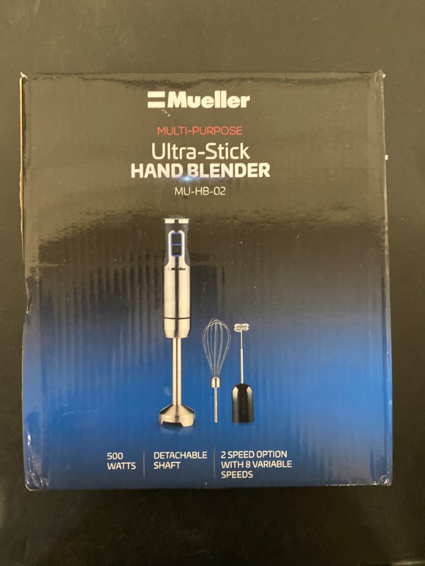 Photo 3 of MuellerLiving Hand Blender, Immersion Blender, Hand Mixer with Attachments: Stainless Steel Blade, Whisk, Milk Frother
