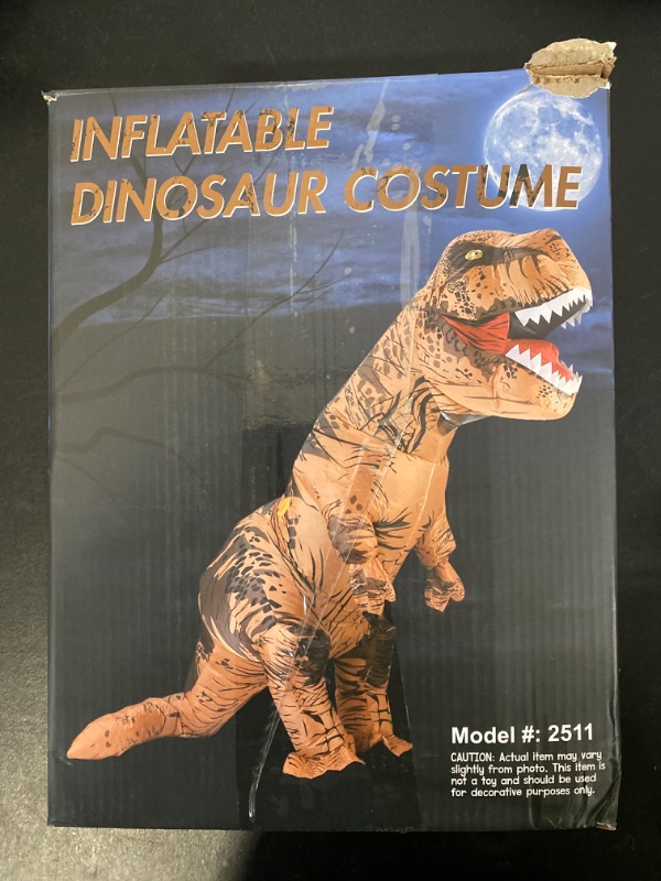 Photo 2 of Lulu Home Halloween Dinosaur Costume, Inflatable T-Rex Dinosaur Costume for Adults Dino-brown