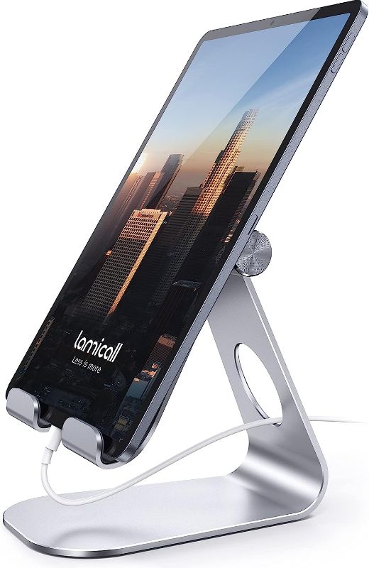 Photo 1 of Lamicall Tablet Stand, Adjustable Tablet Holder - Desktop Stand Dock Holder Compatible with 4-13" Tablet Such as iPad Pro 11, 9.7, 10.5, 12.9 Air Mini 4 3 2, Nexus, Tab, Silver