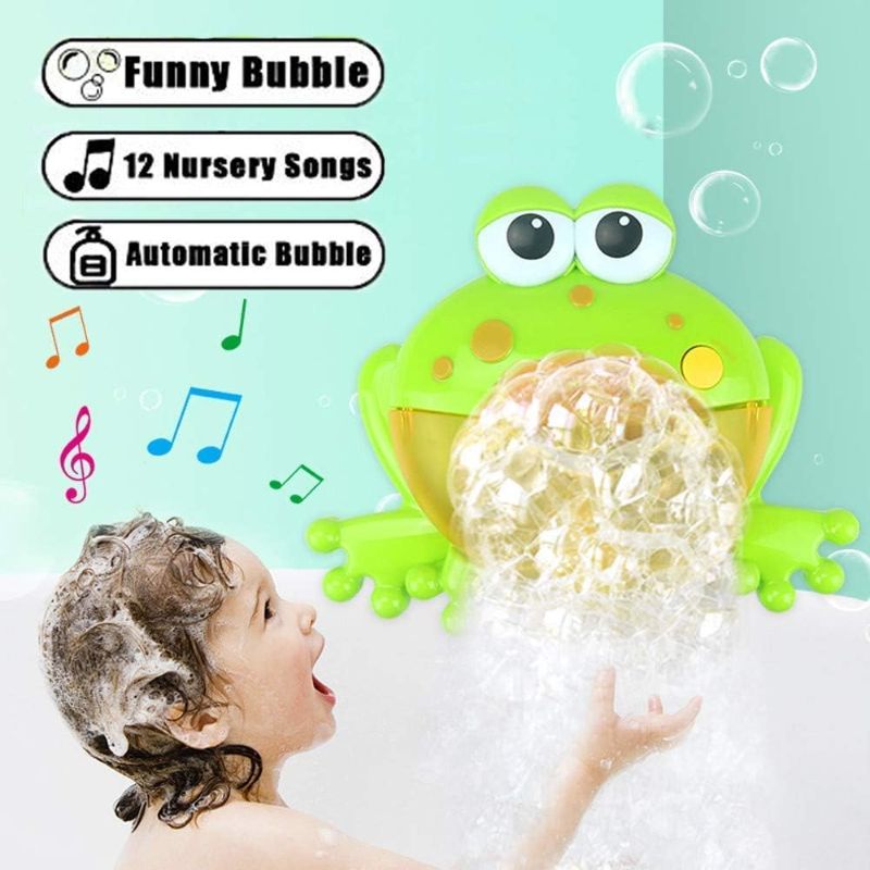 Photo 2 of Frog Bubble Maker for Bath, Foam Blower Bubbling Making Machine, Nursery Rhyme Musical Bathtub Toy for Baby Kids Happy Tub Time
