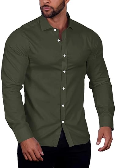 Photo 1 of COOFANDY Men's Muscle Fit Dress Shirt Wrinkle Free Long Sleeve Button Down Shirt MEDIUM 