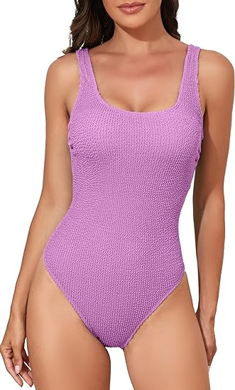 Photo 1 of Women's One Piece Swimsuit Slimming High Cut Bathing Suit Ribbed Tummy Control Swimwear SIZE LARGE