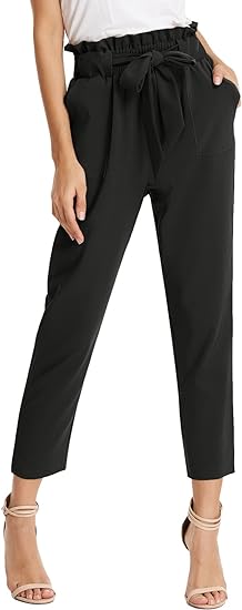 Photo 1 of GRACE KARIN Women's Cropped Paper Bag Waist Pants with Pockets