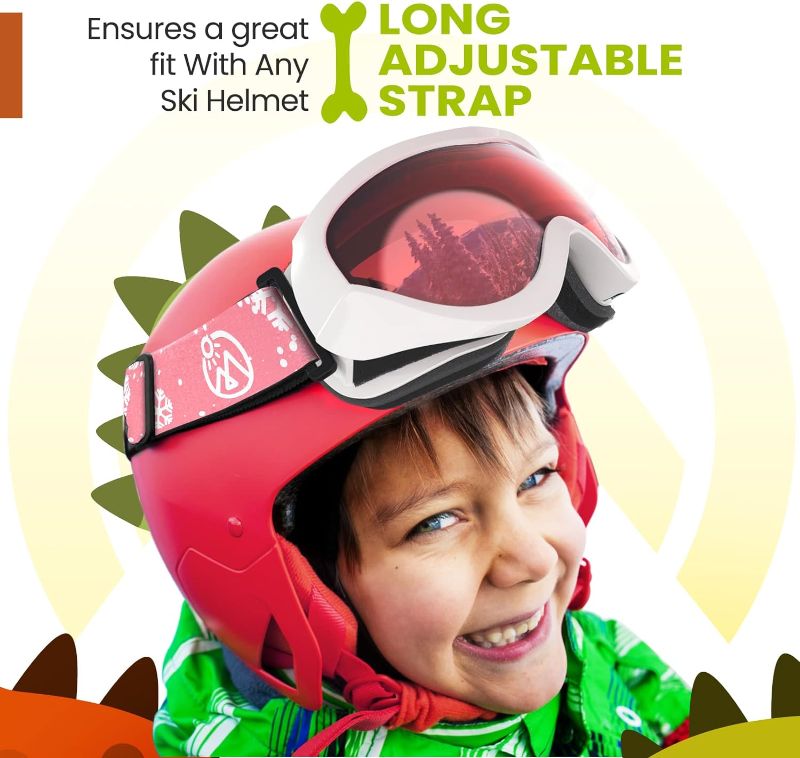 Photo 2 of OutdoorMaster Kids Ski Goggles - Helmet Compatible Snow Goggles for Boys & Girls with 100% UV Protection