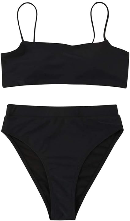 Photo 2 of Women High Wasited Bikini Shoulder Strap 2 Piece High Cut String Swimsuits