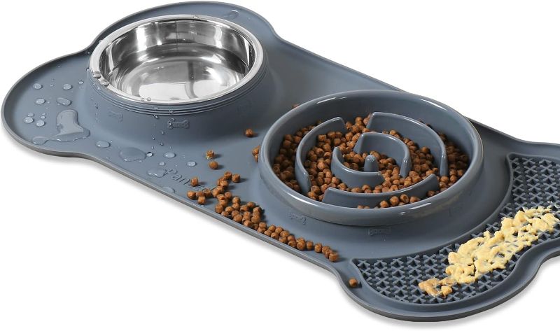 Photo 1 of  Slow Feeder Dog Bowls with Lick Mat, No Spill No Skid Interactive Bloat Stop Durable No Choking Healthy Design Pet Food Puzzle and Water Bowl Set for Puppy Small Medium Size Dogs