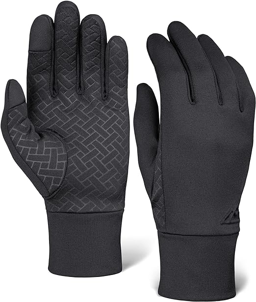 Photo 1 of Tough Outdoors Running Gloves with Touch Screen - Winter Glove Liners for Texting, Cycling - Thin & Lightweight Cold Weather Thermal Gloves