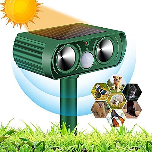 Photo 1 of Solar Ultrasonic Dog Repellent Defender, Animal Deterrent with Motion Sensor and Flashing Lights Outdoor Pest Repeller for Farm Garden Yard Repellent Dogs, Cats, Birds, Skunk, Squirrels