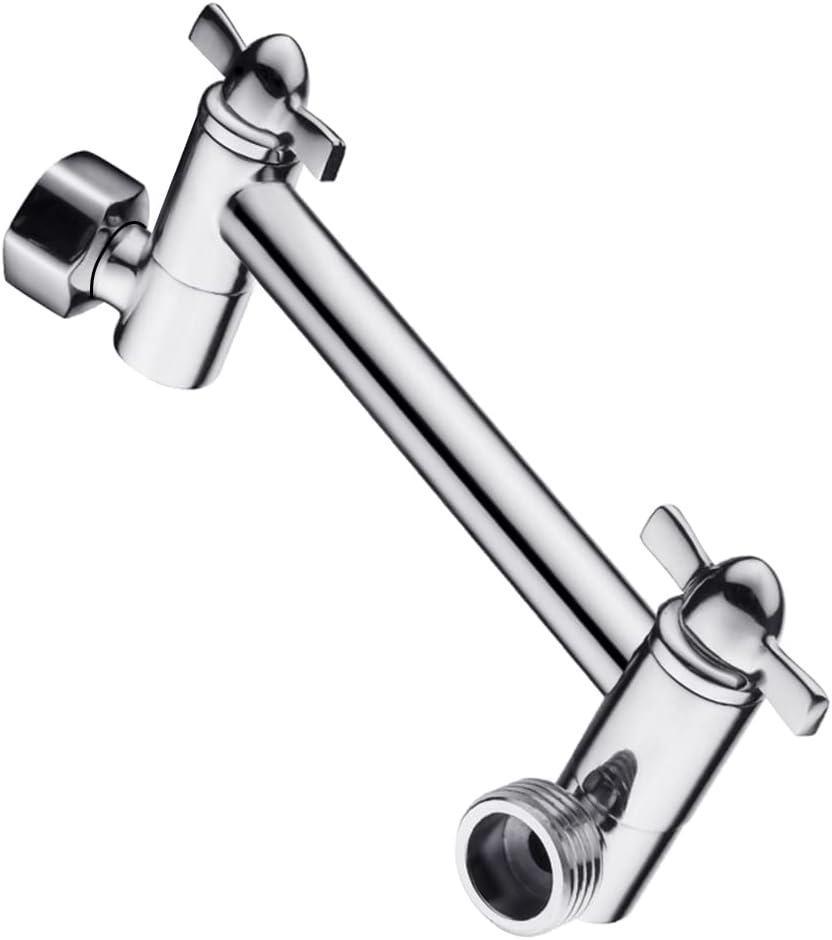 Photo 1 of BRIGHT SHOWERS Brass Shower Arm Extender for Rain and Handheld Shower Head, 5 Inch Universal Shower Head Extension Arm, Height & Angle Adjustable, Chrome