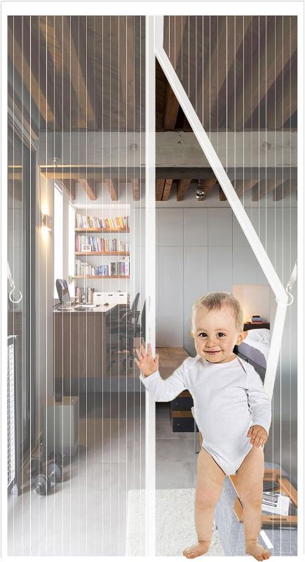 Photo 1 of White Magnetic Screen Door Fit Size 32 x 80 inch, Heavy Duty Mesh with Magnets for Sliding Glass Door, 