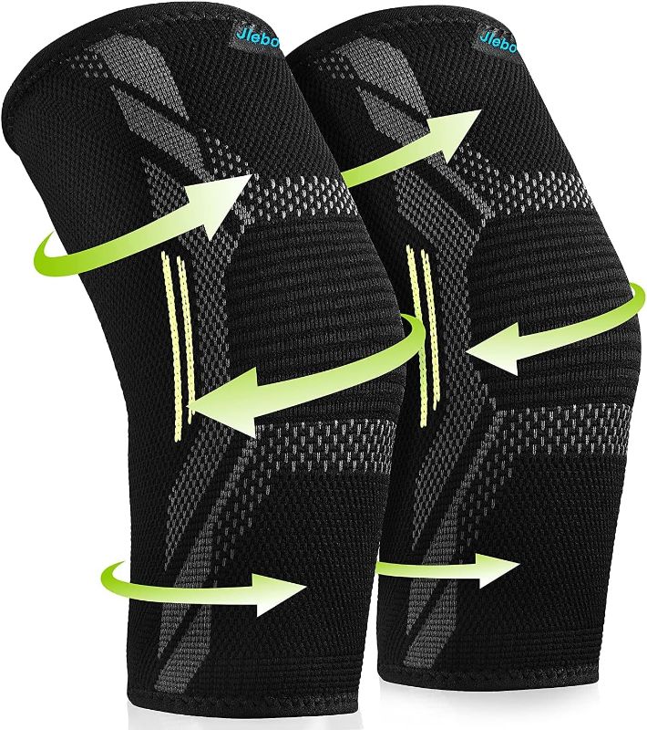 Photo 1 of  2 Pack Knee Compression Sleeves Braces for Knee Pain, Knee Support for Women and Men Working Out, Running, Gym Weightlifting