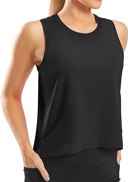 Photo 2 of Workout Tank Tops for Women Cool-Dry Sleeveless Loose Fit Yoga Shirts Running Gym Athletic Tops for Women 2XL