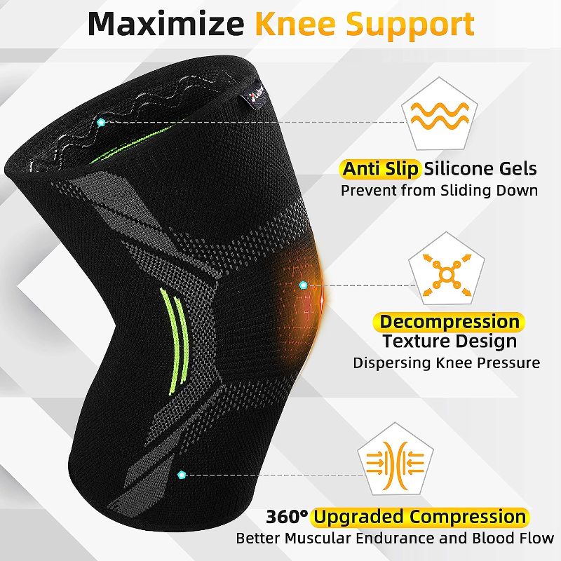 Photo 3 of 2 Pack Knee Compression Sleeves Braces for Knee Pain, Knee Support for Women and Men Working Out, Running, Gym Weightlifting size XL