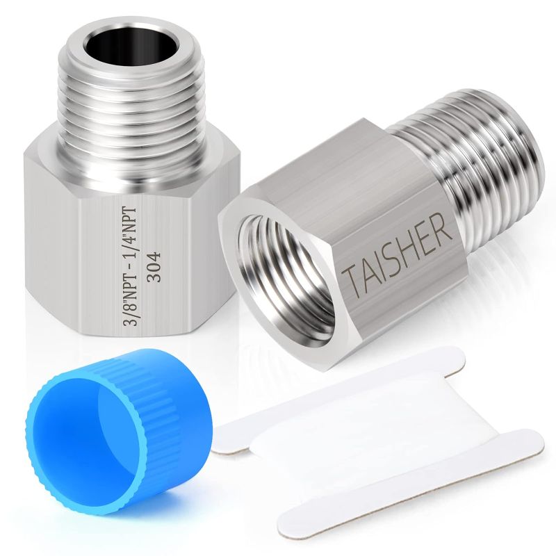 Photo 1 of TAISHER 2PCS Forging of 304 Stainless Steel Fitting, Reducer Adapter, 1/4-Inch Male Pipe x 3/8-Inch Female Pipe