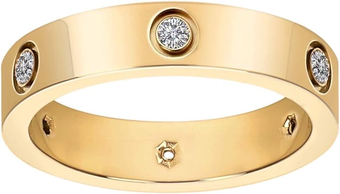Photo 1 of 18K Gold Plated Titanium Steel Women Stacking Ring Best Gifts Couples Valentine's Day