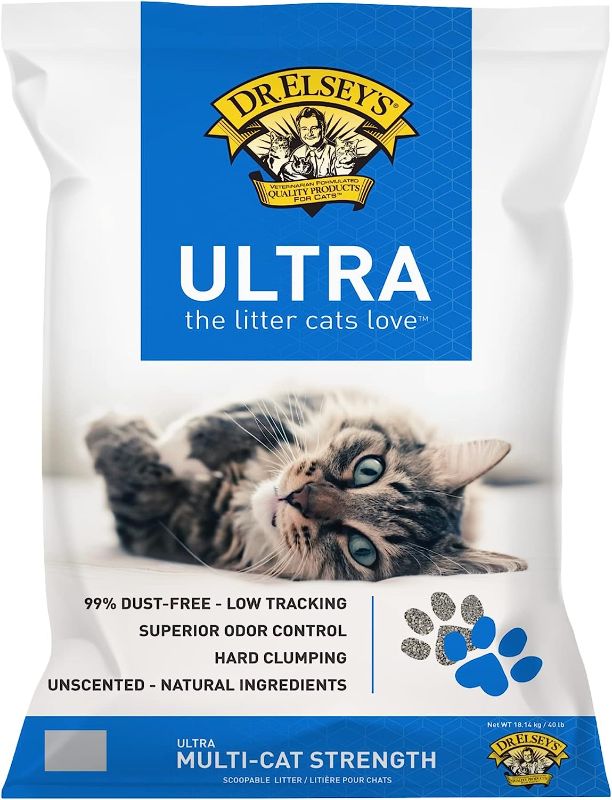 Photo 1 of Dr. Elsey’s Premium Clumping Cat Litter - Ultra - 99.9% Dust-Free, Low Tracking, Hard Clumping, Superior Odor Control, Unscented & Natural Ingredientsc 40lb